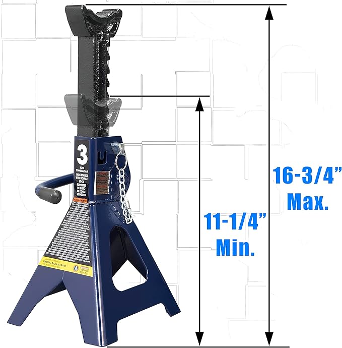 TCE 3 Ton (6,000 LBs) Capacity Double Locking Steel Jack Stands, 2 Pack, Blue, AT43002AU