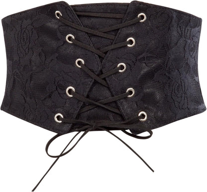 Scarlet Darkness Renaissance Corset Belt for Women Lace-up Front Wide Waist Belt Goth Pirate Costume Accessories