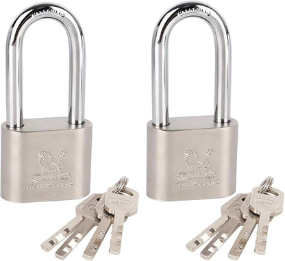 Locks with Keys 2 Pack, Katfort 1-9/16-inch(40mm) Padlock with 4 Multiple Keys, Long Shackle Padlock for Indoor Outdoor