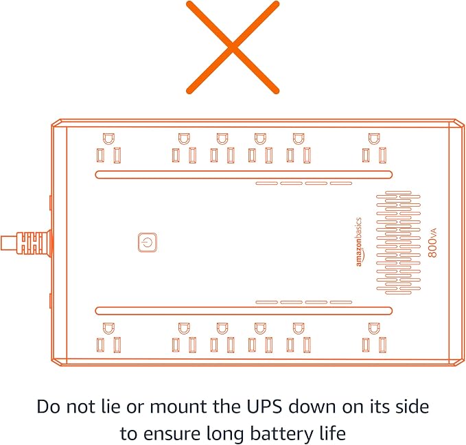 Basics UPS Battery Backup & Surge Protector, 800VA/450W, 12 Outlets, Standby Uninterruptible Power Supply, Compact, Black