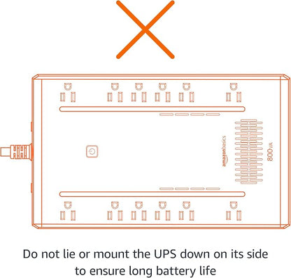 Basics UPS Battery Backup & Surge Protector, 800VA/450W, 12 Outlets, Standby Uninterruptible Power Supply, Compact, Black