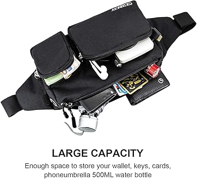 CXWMZY Fanny Packs For Women  Men, Waist Bag Hip Bum Bag Strap Extension Large Capacity Easy Carry Any Phone Passport Wallet for Outdoors Workout Traveling Casual Running Hiking Cycling Dog Walking