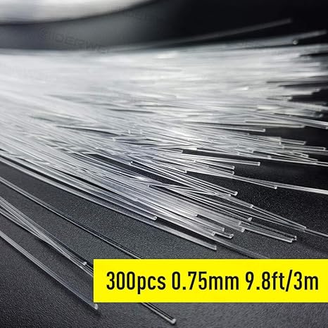 GIDERWEL Fiber Optic Cable 9.8ft 300pcs 0.03in(0.75mm) Plastic End Glow Optical Fiber Cables for Fiber Optic Lights Star Sky Ceiling and Any Kind Light Engine Driver(Not Include Light Engine)