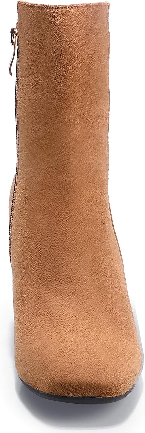 New But Not In Original Box.IDIFU Women's Ada Fashion Square Toe Ankle Boots Low Block Heel Short Boots Side Zipper Booties Shoes- Half Size Larger