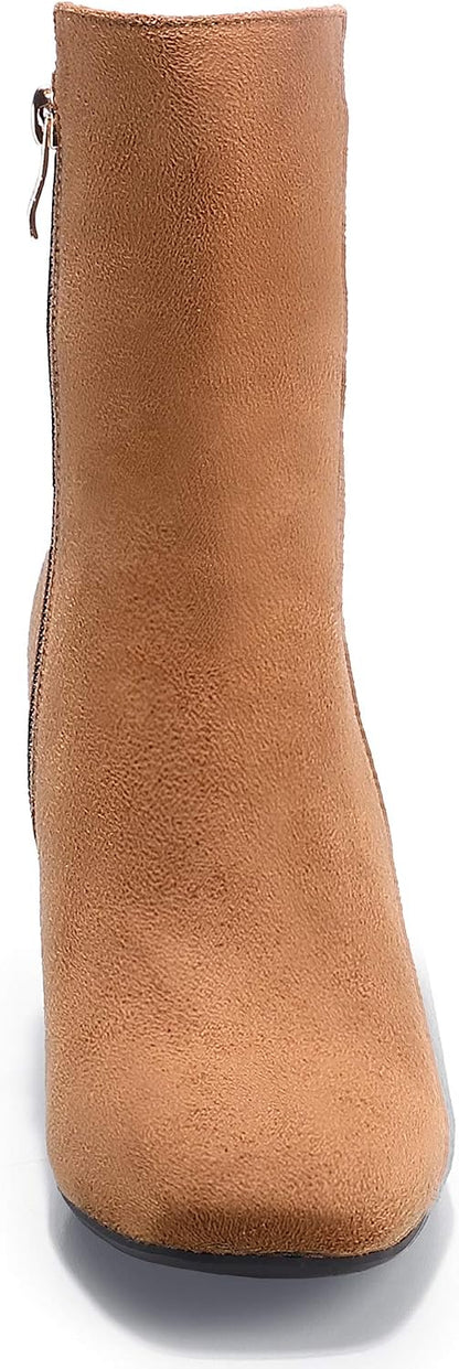 New But Not In Original Box.IDIFU Women's Ada Fashion Square Toe Ankle Boots Low Block Heel Short Boots Side Zipper Booties Shoes- Half Size Larger