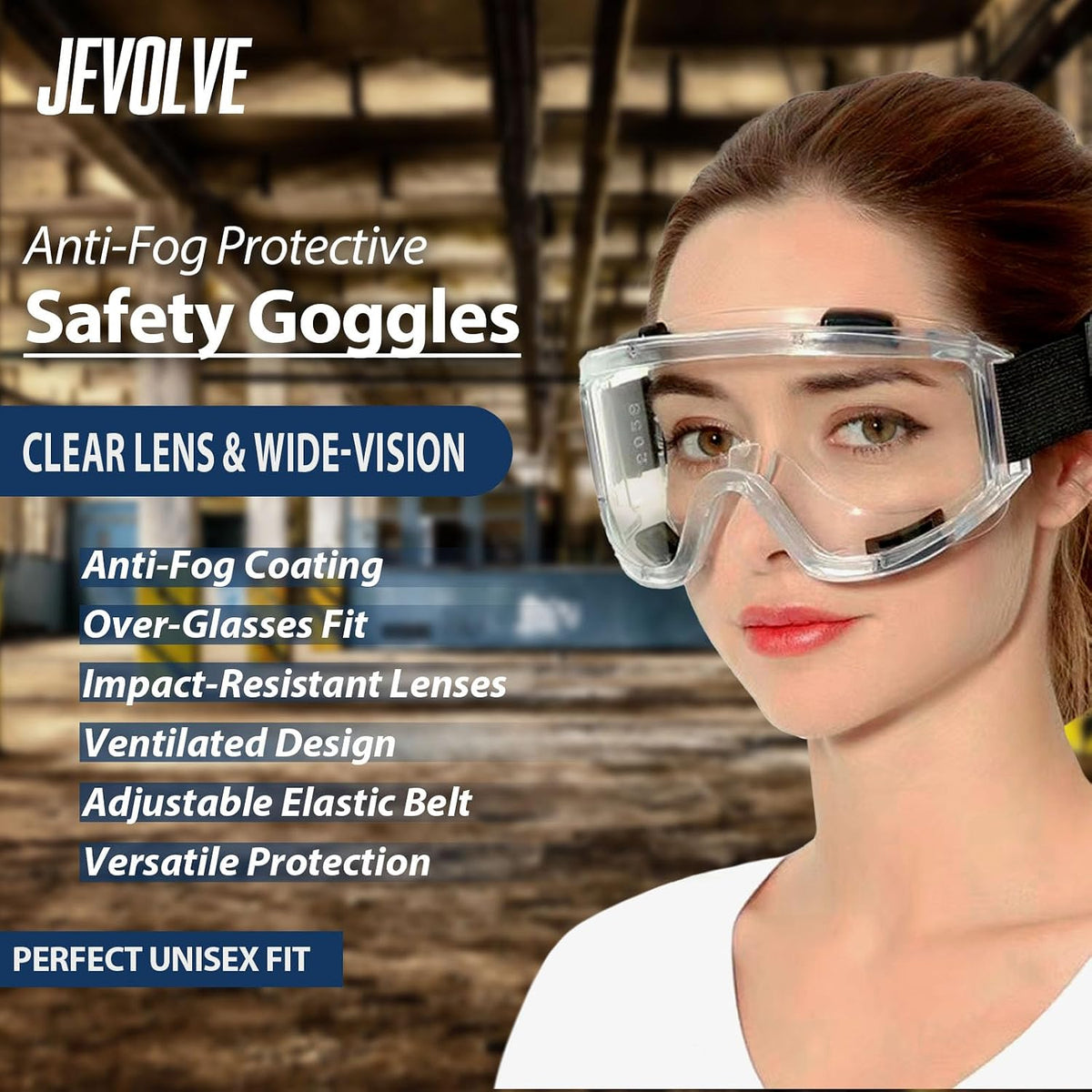 1 Pc Anti Fog Safety Goggles Over Glasses | Protective Safety Goggle with Clear Bullet Proof Lens and Air Vent | Adjustable Strap Eye Protection Lab Goggles