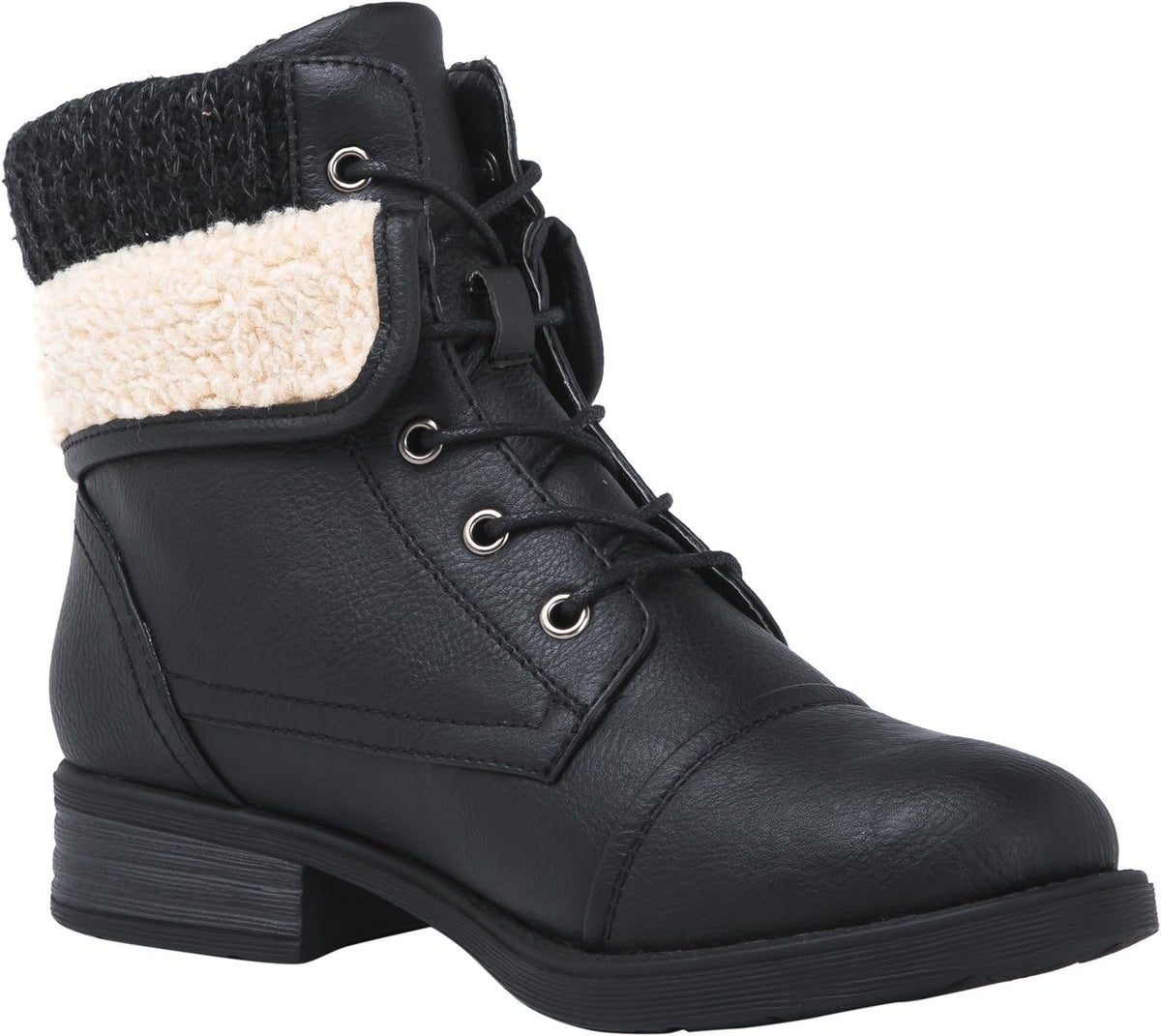 GLOBALWIN Women's Combat Boots Dressy Lace Up Ankle Boots For Women Low Heel