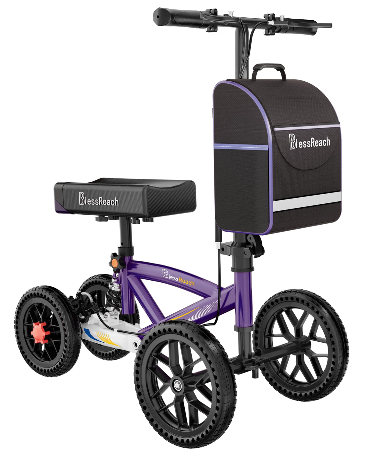 All Terrain Foldable Knee Scooter Walker, Disc Brake Knee Walker for Foot Injuries, Compact Crutches Alternative (Purple)