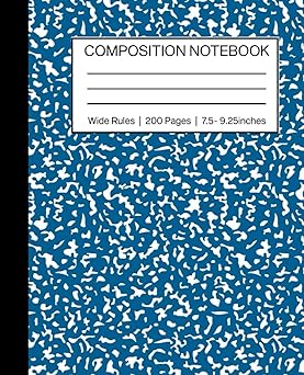 Marble Composition Notebook Wide Ruled: Blue Marble Composition Notebook Wide Ruled, Cute Blue Marble Composition Book 200 Pages, Journal for boys and ... Wide Ruled Pages (Blue Marble Notebook)