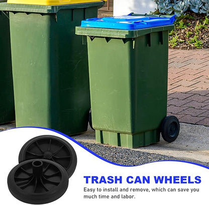 Cabilock Trash Can Wheel Replacement 2pcs Trash Can Replacement Wheel Rubber Garbage Bin Wheel Wastebasket Pulley Wheel Replacement Parts Rubbish Waste Can Accessories Black