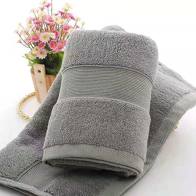 Lchkrep Cotton Hand Towels 2 Pack, Salon Thick Bath Hand Towel,Gym Towel 14" x 30", Face Cloth, Soft and Absorbent Washcloths Set for Home Bathroom Hotel (Gray)A