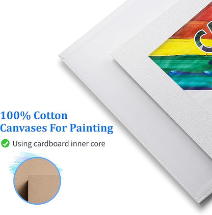 4 Pack 8x10 Inch Canvas Boards for Painting, Blank Canvases for Painting,Triple Primed for Oil  Acrylic Paints, 100 Cotton Canvas Panels, 3mm Thickness
