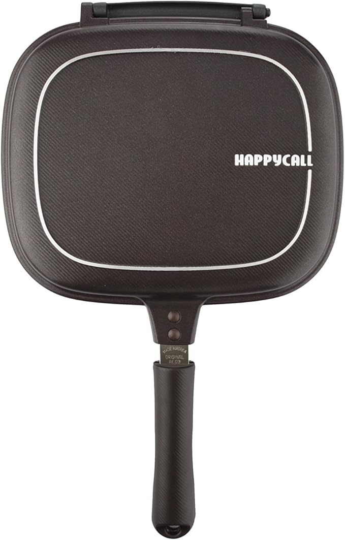 Happycall Titanium Nonstick Double Pan, Omelette Pan, Flip Pan, Square, Dishwasher Safe, PFOA-free, Brown (Standard)