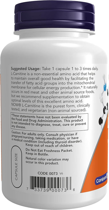 Now Foods L-Carnitine 500 mg 180 Capsules