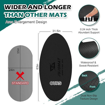 Jump Rope Mat Outdoor Indoor Non Slip Workout Exercise Mat, Shock Absorbing Jump Rope Pad for Crossrope, Oval Jumping Rope Mat for Concrete Home
