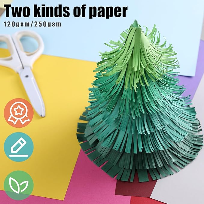 Koogel 50 Sheets Colored Cardstock Paper, Includes 40 Sheets 120gsm and 10 Sheets 250gsm Construction Paper for DIY Crafts Scrapbook