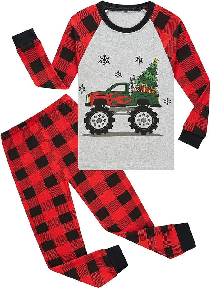 Boys Christmas Pajamas Toddler Boys Cotton Long Sleeve Pjs Kids Holiday Sleepwear Sets 18months-18years