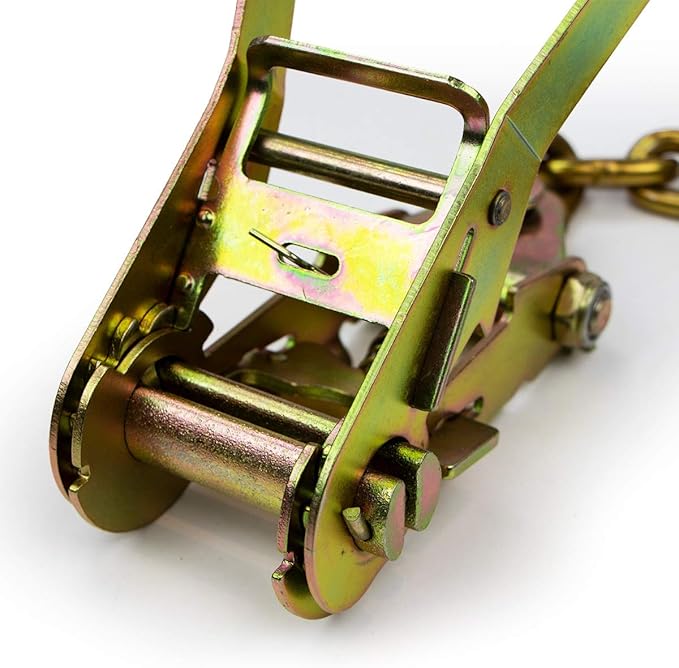 VULCAN Ratchet Buckle - 2 Inch Wide Handle with Chain Tail - 4 Pack - 3,300 Pound Safe Working Load