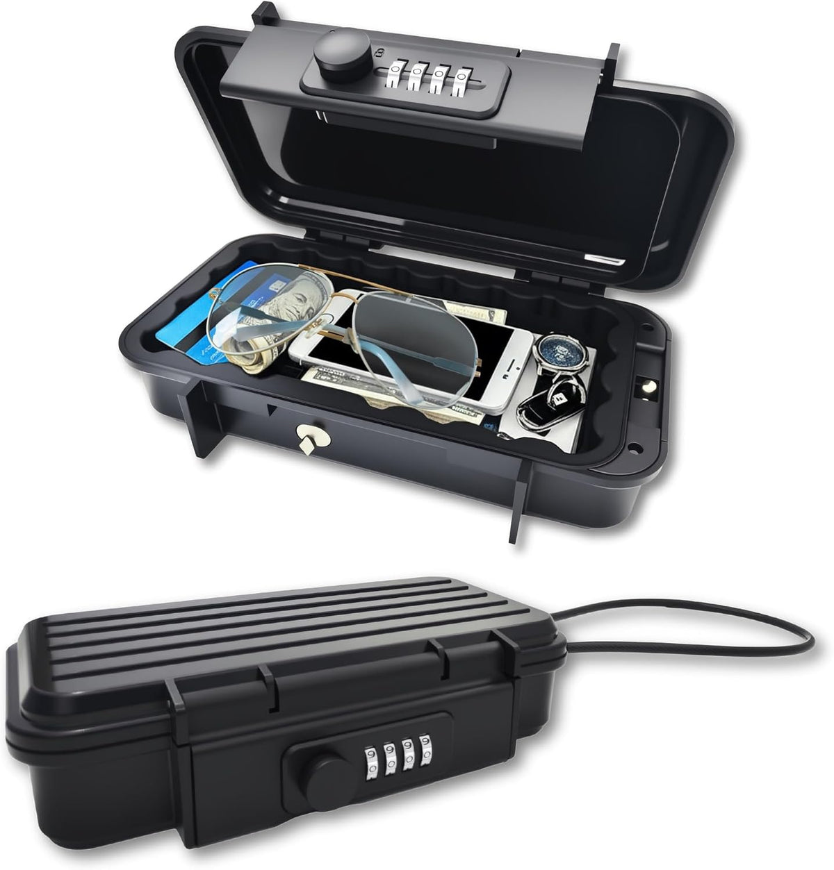 Portable Security Lock Box with Combination Lock, Waterproof Mini Safe Box, Travel Storage Case for Hotel, Car, Office