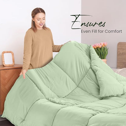 Utopia Bedding Comforters Queen Size, All Season Duvet Insert, Down Alternative Box Stitched Bed Comforter with Corner Tabs, Machine Washable (Sage Green)