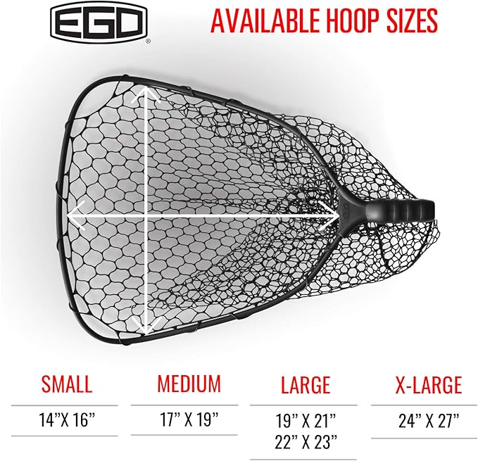 Ego S2 Slider Fishing Net, Ultimate Fishermens Tool Telescoping Handle, Replaceable Head, Salt  Freshwater, Large 19x21 Inch Hoop