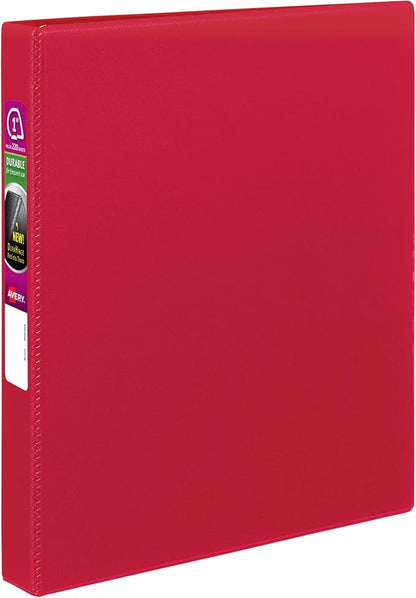 Avery Durable 3 Ring Binder, 1" Slant Rings, 1 Red Binder (27201)