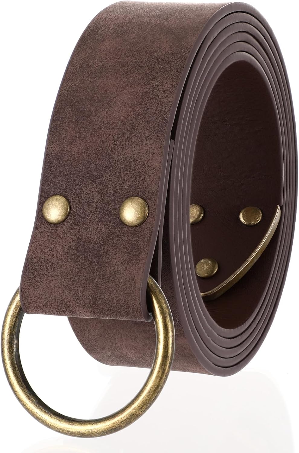 XZQTIVE Medieval Vintage Belt for Men Embossed Leather Renaissance Knight Belt O Ring Costume Belts 60"