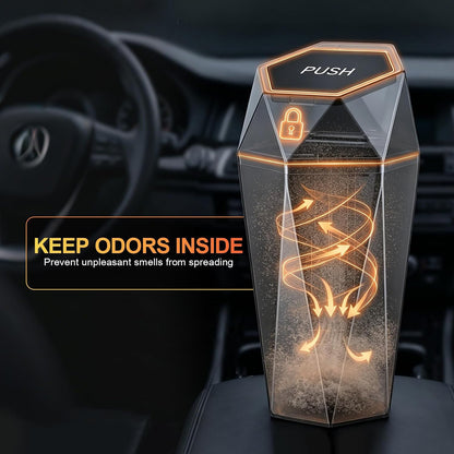 JUSTTOP Small Car Trash Can with Lid, Diamond Design