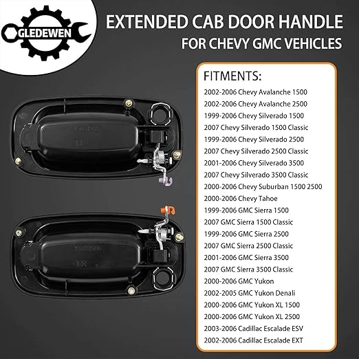 Exterior Door Handle, Compatible with 1999-2007 Chevy Silverado Suburban Tahoe Avalanche, GMC Sierra Yukon, Cadillac Escalade, Outside Front Left Driver Side | Replaces# 15034985, GM1310129, 77261