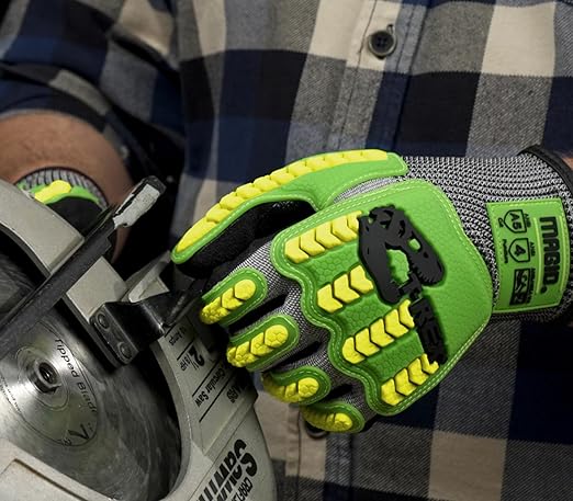 MAGID T-REX Flex Series Lightweight Impact Gloves, 1 Pair, NitriX Palm Coating, Size 10XL, Black  Green