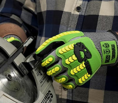 MAGID T-REX Flex Series Lightweight Impact Gloves, 1 Pair, NitriX Palm Coating, Size 10XL, Black  Green