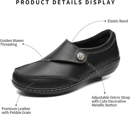 Geoeleph Women's Loafers Casual Slip-Ons Comfort Walking Flats Leather Driving Moccasins