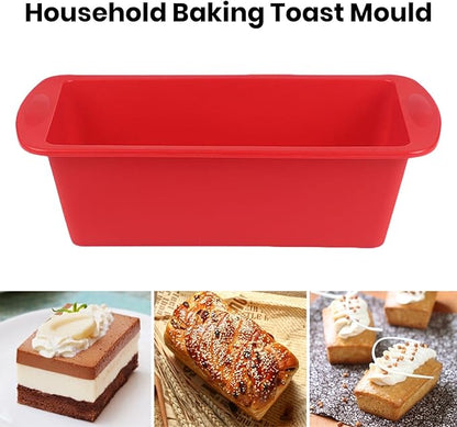 Frogued Non-stick Silicone Mold Baking 14pcs Toast Loaf Pan Heat-resistant Bread Rectangle Mould for Home Red, XXXXX-Small