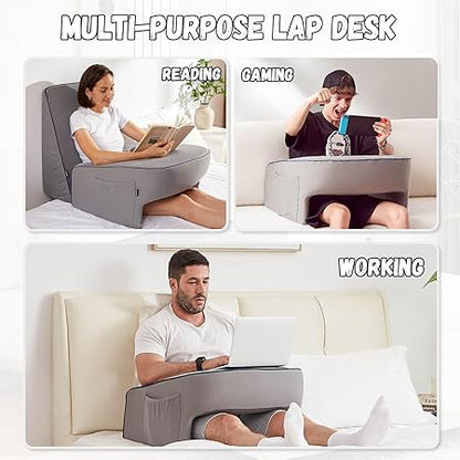Reading Pillow for Gaming, Extra Large Arm Rest Pillow for Adult, Memory Foam Bed Rest Pillow for Reading, Working, Playing Steam Deck Switch or Sitting in Bed Floor Sofa(Grey)