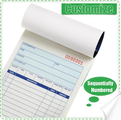 1 Pads Sales Order Books 2 Part Carbonless (White/Canary Yellow) Receipt with Carbon Copies Cover Receipt Form Invoice 50 Sets Per Book (4.18 x 7.2 Inch/ 10.6 x 18.3 Cm)