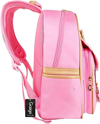 Gazigo Children Princess Waterproof PU Backpack for Girls Elementary School Girl Bookbags