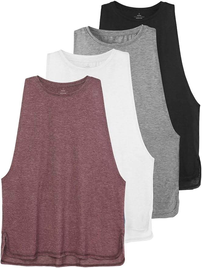 Cosy Pyro Workout Tank Tops for Women Lightweight Running Tanks Basic Gym Tops Sleeveless Athletic Yoga Shirts-4 Pack
