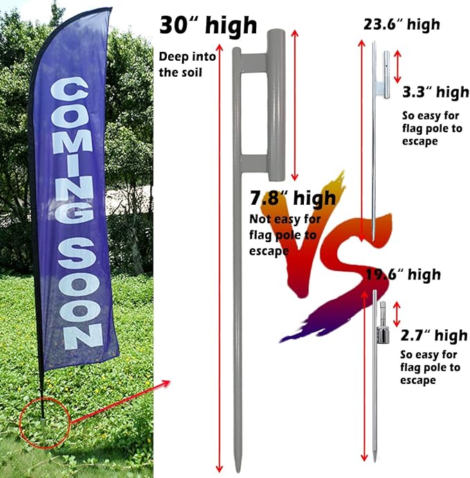 30in Heavy Duty Ground Spike for Flag Pole,Swooper Flutter Flag Hardware