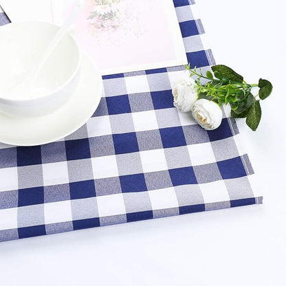 Zdada Navy Blue and White Buffalo Checkered Tablecloth 54x54 inch Polyester Plaid Tablecloth for Kitchen Dining Square Rectangle Table Decor