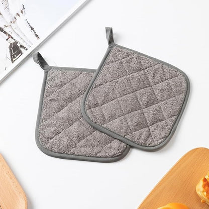 4 Pcs Cotton Pot Holders Thick Terry Cloth Pot Holders Kitchen Counter Hot Pads Oven Pan Holders Cooking Baking Potholder Trivet Hot Pan Coaster Hot Pot Mats for Dining Table