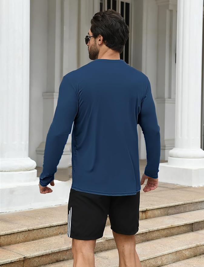 2 Pack Men's UPF 50+ Rash Guard Quick-Dry Long Sleeves Shirts, Swim Fishing Shirts UV Sun Protection Shirts for Men