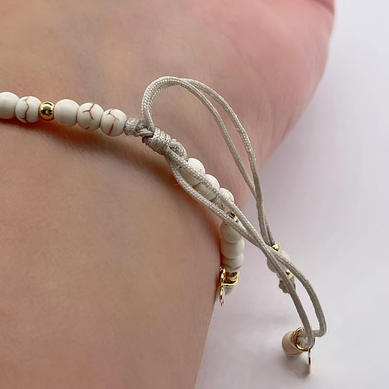 Delicate Travel Fans Bracelet Made with Natural Stones and Symbolyc Charms Special to Fly Lovers Adjustable for Women and Young Girls