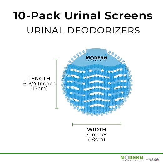 Modern Industrial Urinal Screen and Deodorizer (10-Pack) Fits Most Top Urinal Bowl at Restaurants, Offices, Schools - Urinal Screen Deodorizer - Long-Lasting Urinal Scent for Fresh, Clean Restrooms