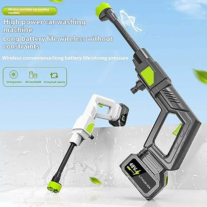 1200PSI Cordless Pressure Washer Pro with 2 Batteries, Portable Pressure Washer Cordless, Rechargeable Battery Powered Pressure Washer, Handheld Power Cleaner for Car Garden(Black,48hv)