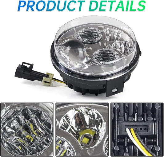 LED Headlight for Brute Force Accessories, Pair Chrome 12v 4.5 Inch High Low Beam Front Head Lamp Assembly Compatible with Kawasaki TeryxTeryx4 750800 Brute Force 750