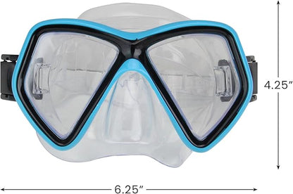 Aqua Blue and Black Monaco Children's Swimming Mask Ages 10 and up 6.25"