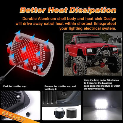 5x7 H6054 LED Headlights DOT Approved Hi/Low Sealed Beam 7x6 H6052 6054 H5054 H6054LL 69822 Rectangular Chrome Headlight for XJ YJ Chevy S10 Express Ford Probe Truck Van