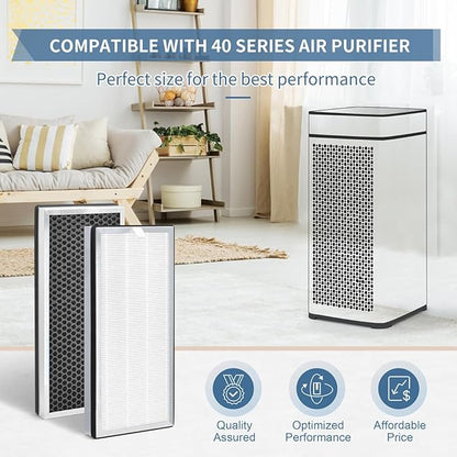 40 Filter Compatible with MA Series 40 Air Cleaner pur-ifier, 3-in-1 Composite Filtration with H13 HEPA Filter, Fine Pre-Filter and Efficient acti-vated car-bon Filter, Pack of 1