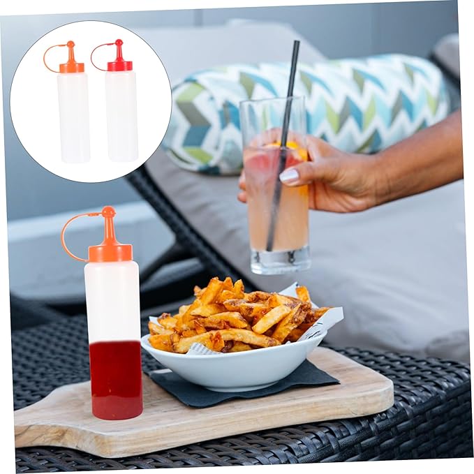 Healifty 2Pcs Squeezing Sauce Bottles Salad Dressing Dispensers Plastic Kitchen Accessories for Condiments Leakproof and Easy Pour Design
