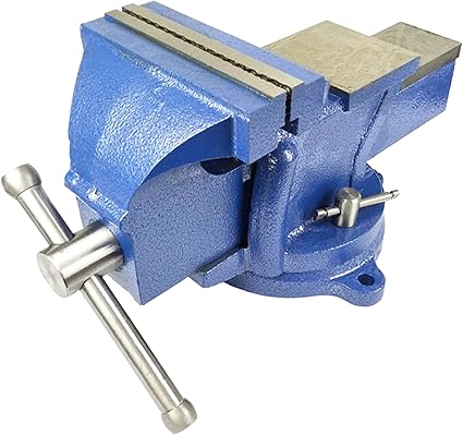 6" Bench Vise, Double Swivel Rotating Vise Head, Heavy Duty Table Top Pipe Vise with Anvil Swivel 360-Degree Rotation, Desktop Clamp 150mm Jaw for Crafting, Industrial Woodworking